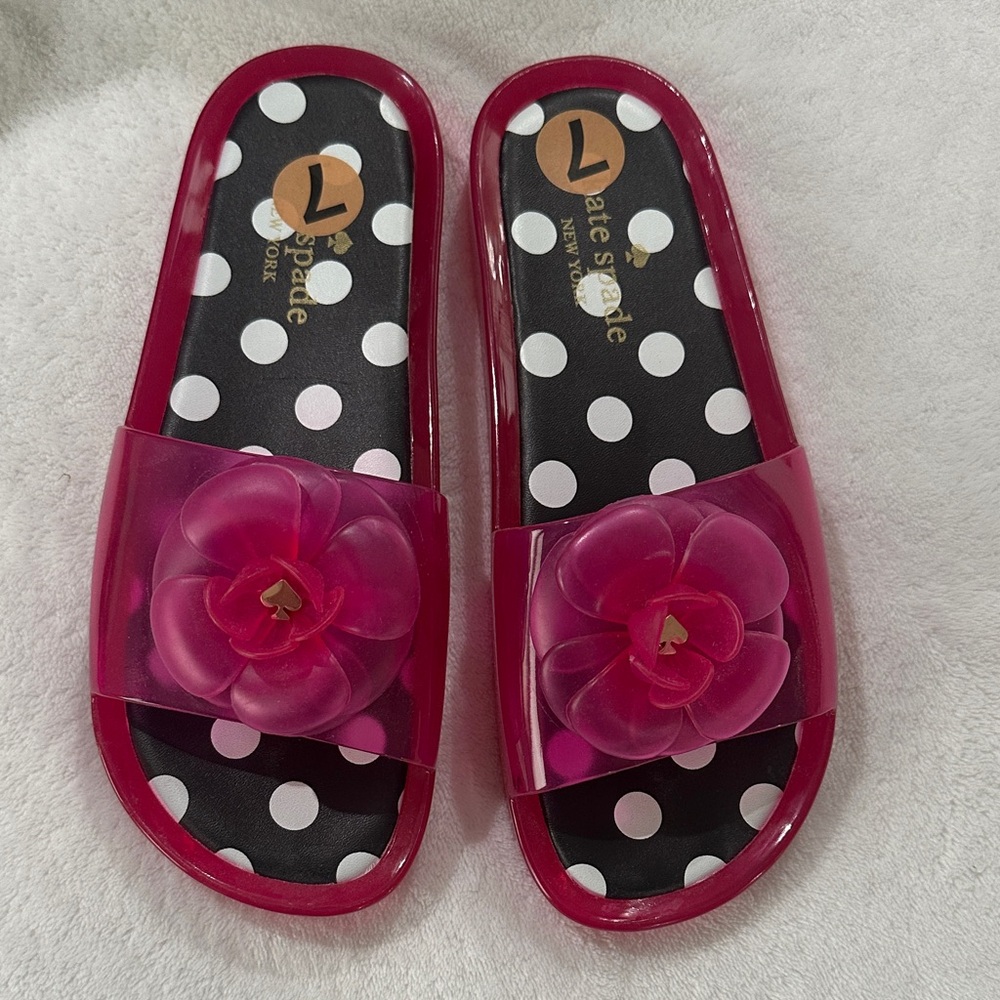 Kate Spade Fuchsia Floral Slide Sandals